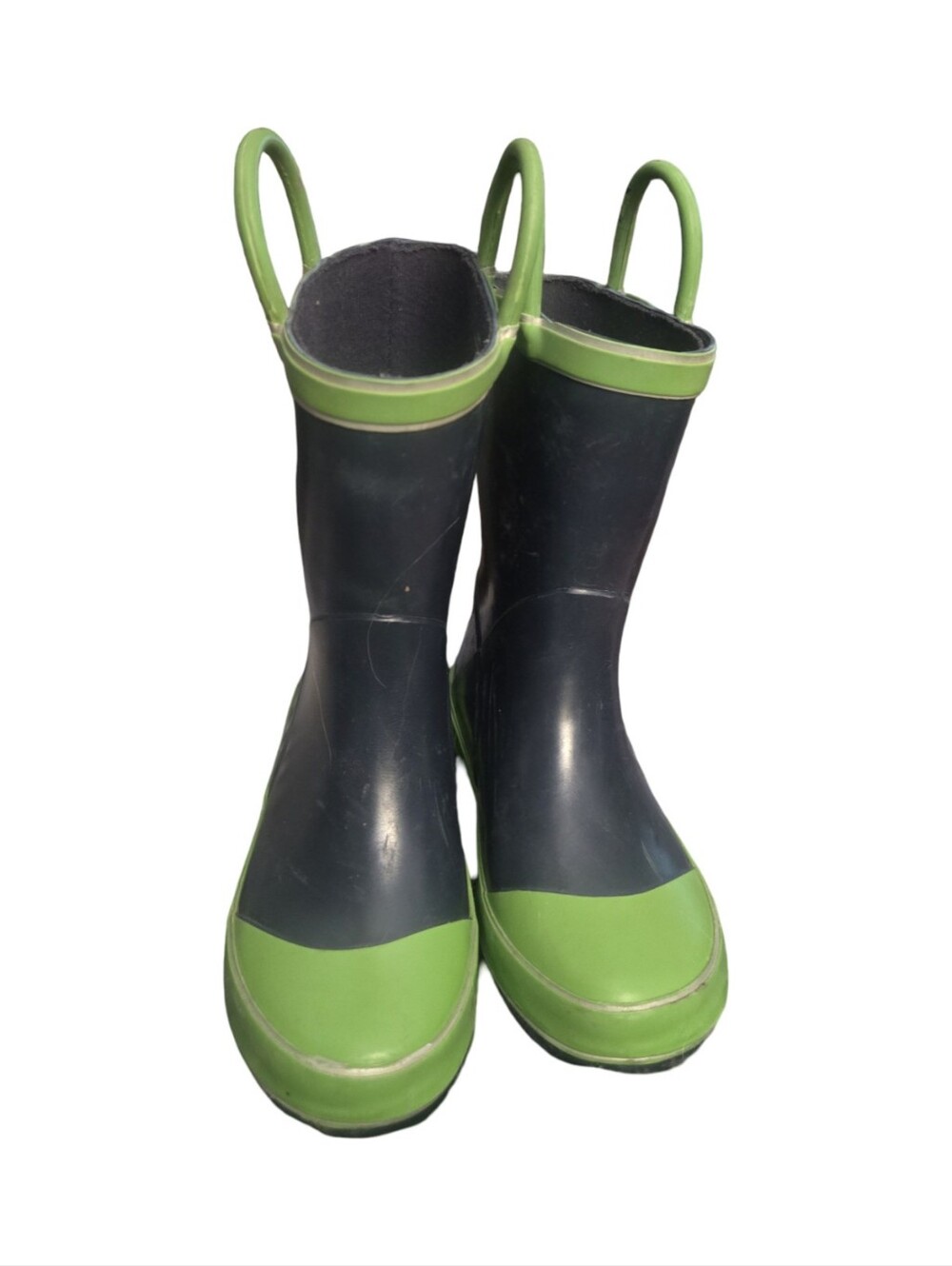 Northside Rainboots Kids Black and Green Pull-On Rain Boots Rubber Muckboots